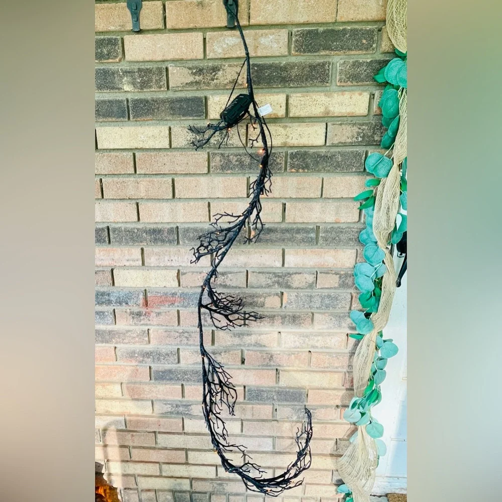 *Black Glitter Lighted Halloween Garland